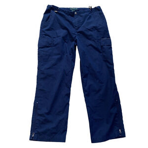 Ralph Lauren Active Cargo Pants Women Size 6 Navy Zip Legs Cropped Gorpcore